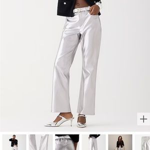 NWT! JCrew Full-length demi-boot pant in metallic faux leather